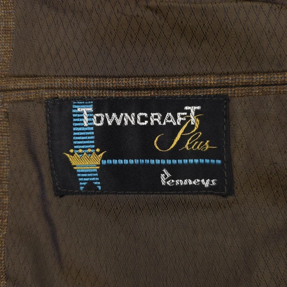 Vintage Towncraft Blazer Mens 42R Brown Check 3 Button Mod Ivy 60s Penneys‎